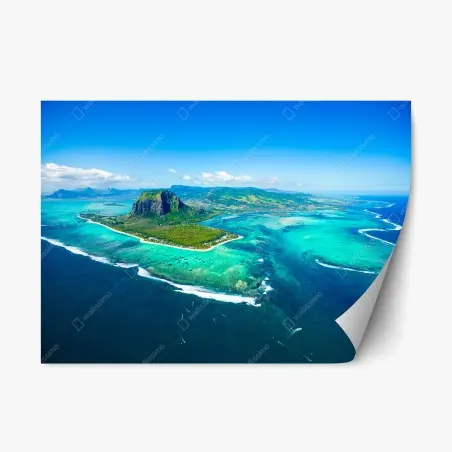 Repositionierbarer Aufkleber Le Morne panorama der türkislagune – Pixers®