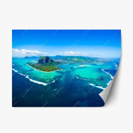 Repositionierbarer Aufkleber panorama Le Morne über der lagune von Mauritius – Pixers®