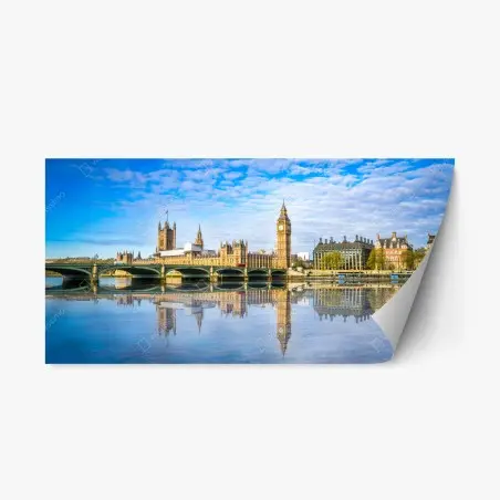 Repositionierbarer Aufkleber London skyline mit spiegelung auf dem fluss – Pixers®