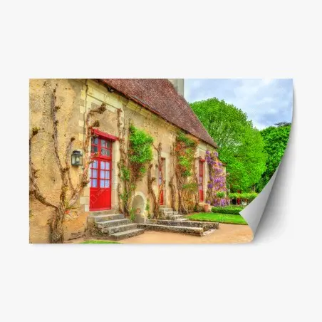 Repositionierbarer Aufkleber reizendes landhaus mit blühender glyzinie – Pixers®