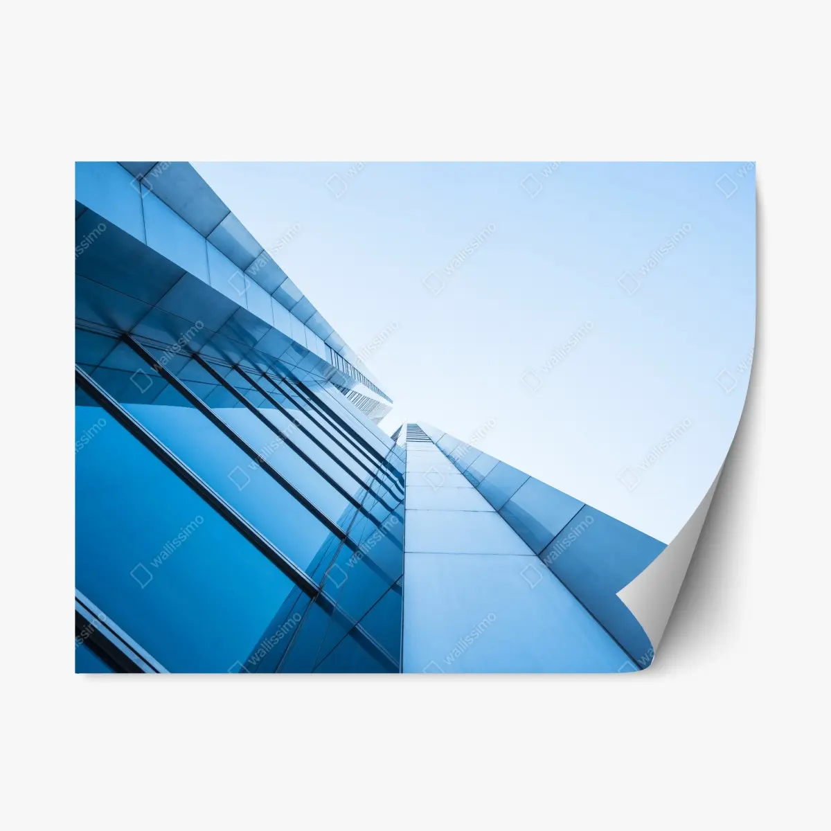 Repositionierbarer Aufkleber moderne blaue glasfassade – Pixers®