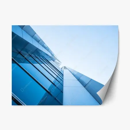 Repositionierbarer Aufkleber moderne blaue glasfassade – Pixers®