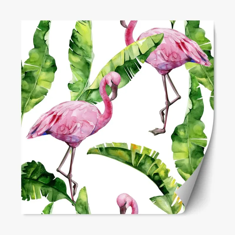 Repositionierbarer Aufkleber rosa flamingo aquarellmuster