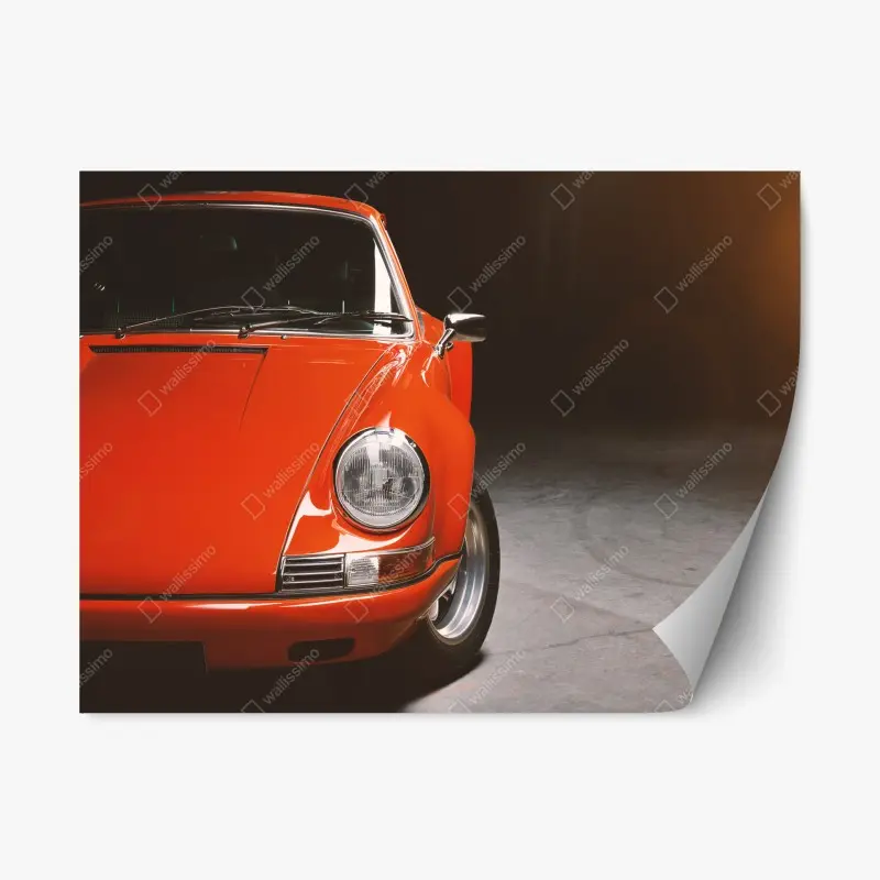Repositionierbarer Aufkleber roter oldtimer sportwagen nahaufnahme