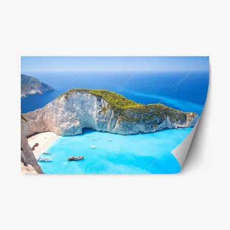 Repositionierbarer Aufkleber Navagio-Bucht türkisblauer strand, Zakynthos – Pixers®