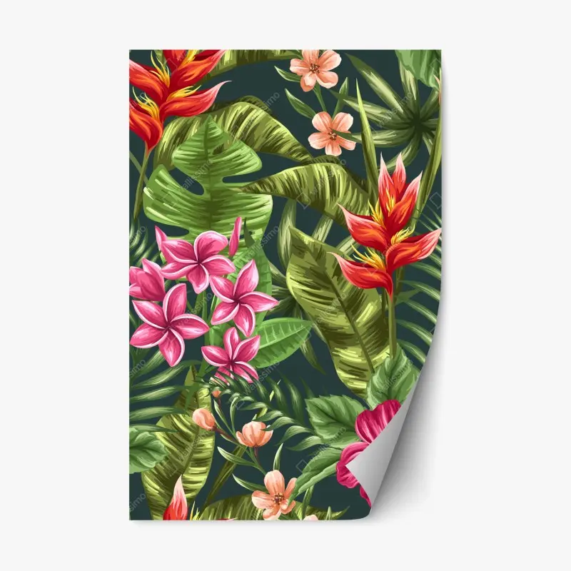 Repositionierbarer Aufkleber tropisches hibiskus- und plumeria-blumenmuster