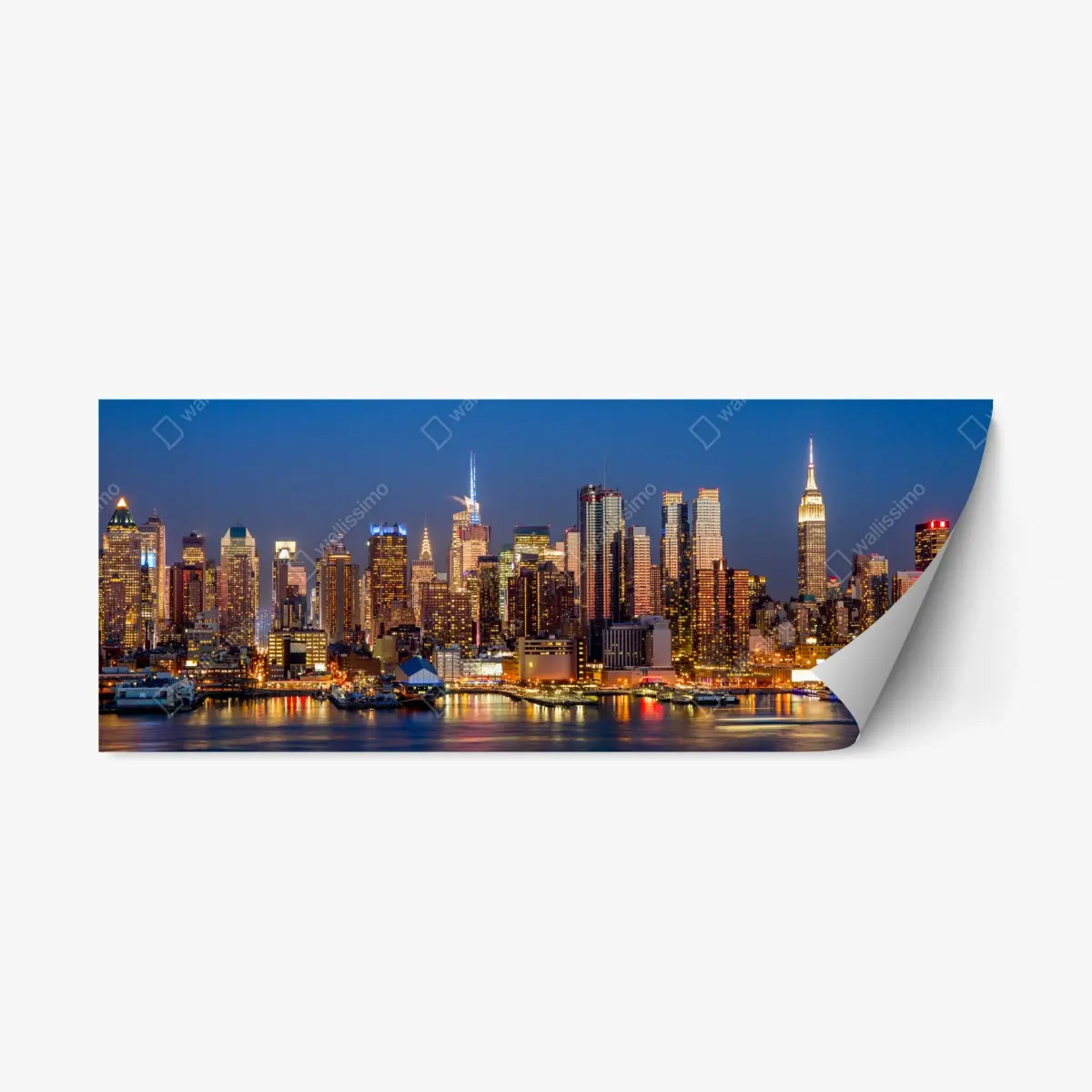 Repositionierbarer Aufkleber panorama von New York bei dämmerung – Pixers®