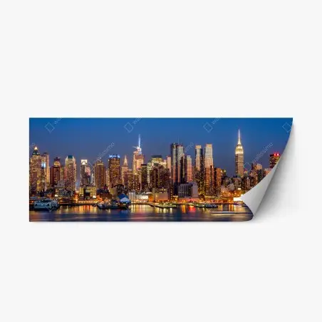Repositionierbarer Aufkleber panorama von New York bei dämmerung – Pixers®