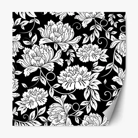 Repositionierbarer Aufkleber monochromes blumenmuster – Pixers®