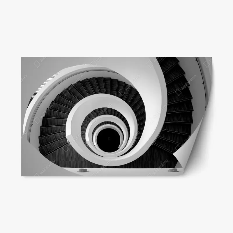 Repositionierbarer Aufkleber spiraltreppe in monochrom