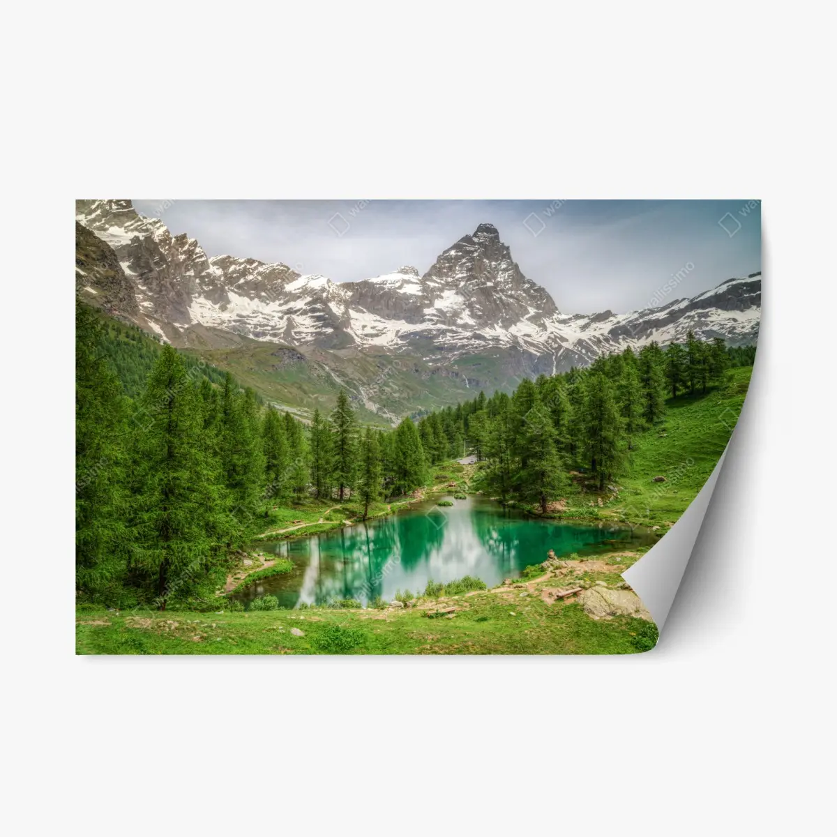 Repositionierbarer Aufkleber blauer see bei Cervinia – Pixers®