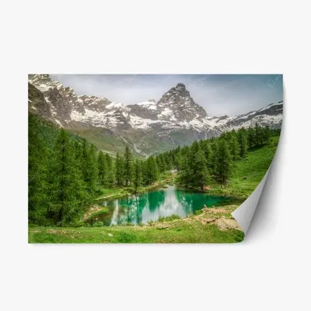 Repositionierbarer Aufkleber blauer see bei Cervinia – Pixers®