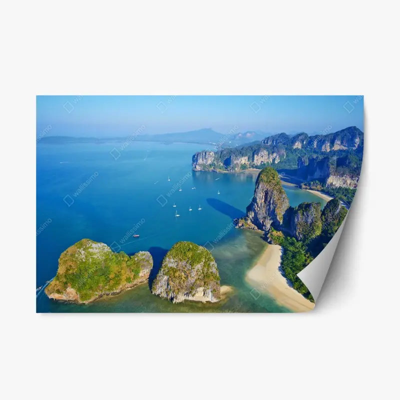 Repositionierbarer Aufkleber türkise insel- und klippenlandschaft