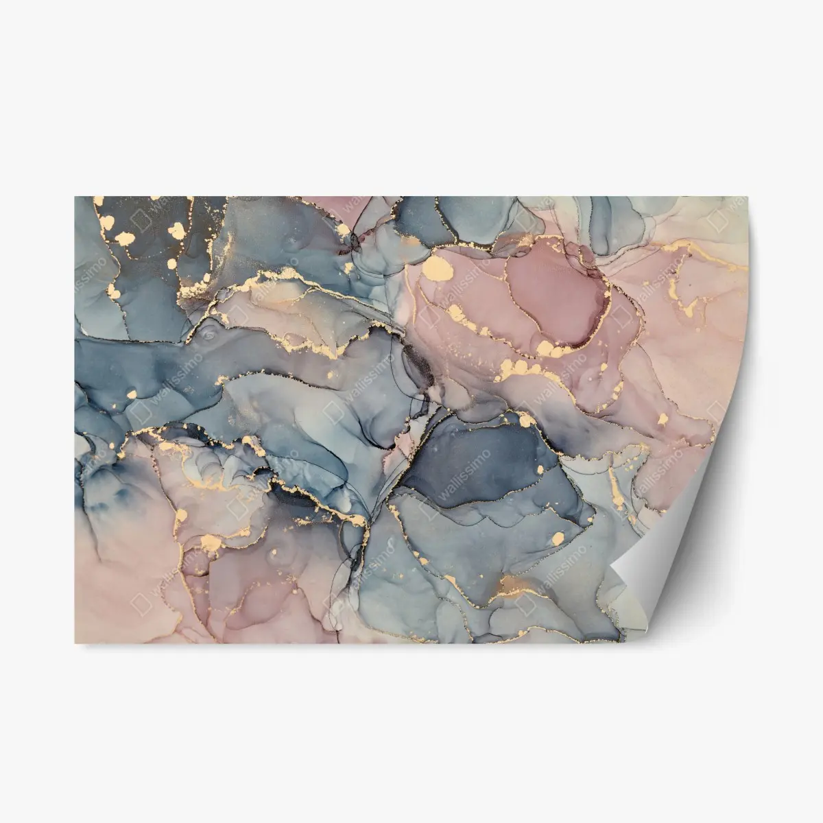 Repositionierbarer Aufkleber zarte pastell-flüssigmarmor mit goldadern – Pixers®