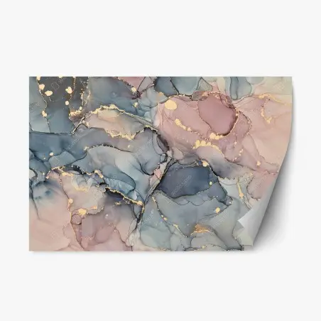 Repositionierbarer Aufkleber zarte pastell-flüssigmarmor mit goldadern – Pixers®