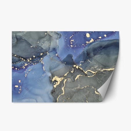 Repositionierbarer Aufkleber luxuriöse blau-goldene abstraktion – Pixers®