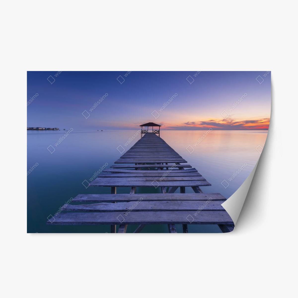 Repositionierbarer Aufkleber ruhiger steg bei sonnenuntergang – Pixers®