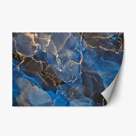 Repositionierbarer Aufkleber luxuriöse blaue und goldene abstrakte wellen – Pixers®