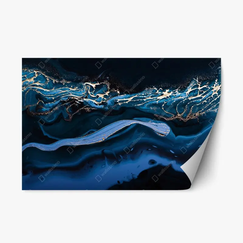 Repositionierbarer Aufkleber marineblaue und goldene abstraktion