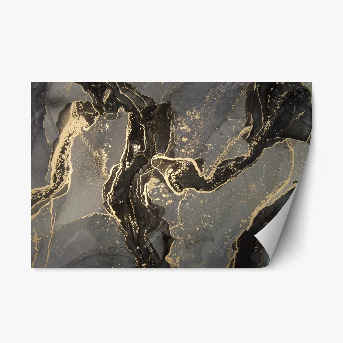Repositionierbarer Aufkleber luxuriöser schwarz-goldener marmor abstrakt – Pixers®