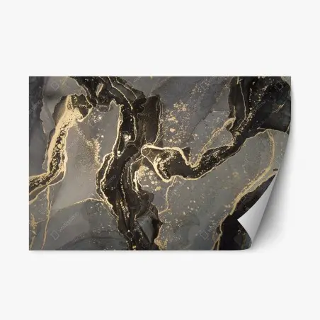 Repositionierbarer Aufkleber luxuriöser schwarz-goldener marmor abstrakt – Pixers®