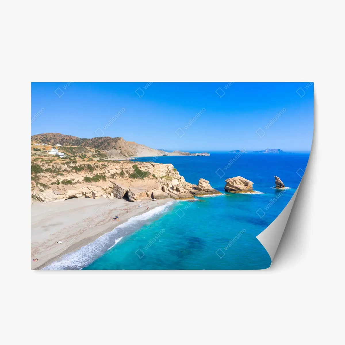 Repositionierbarer Aufkleber türkisfarbene küstenoase – Pixers®