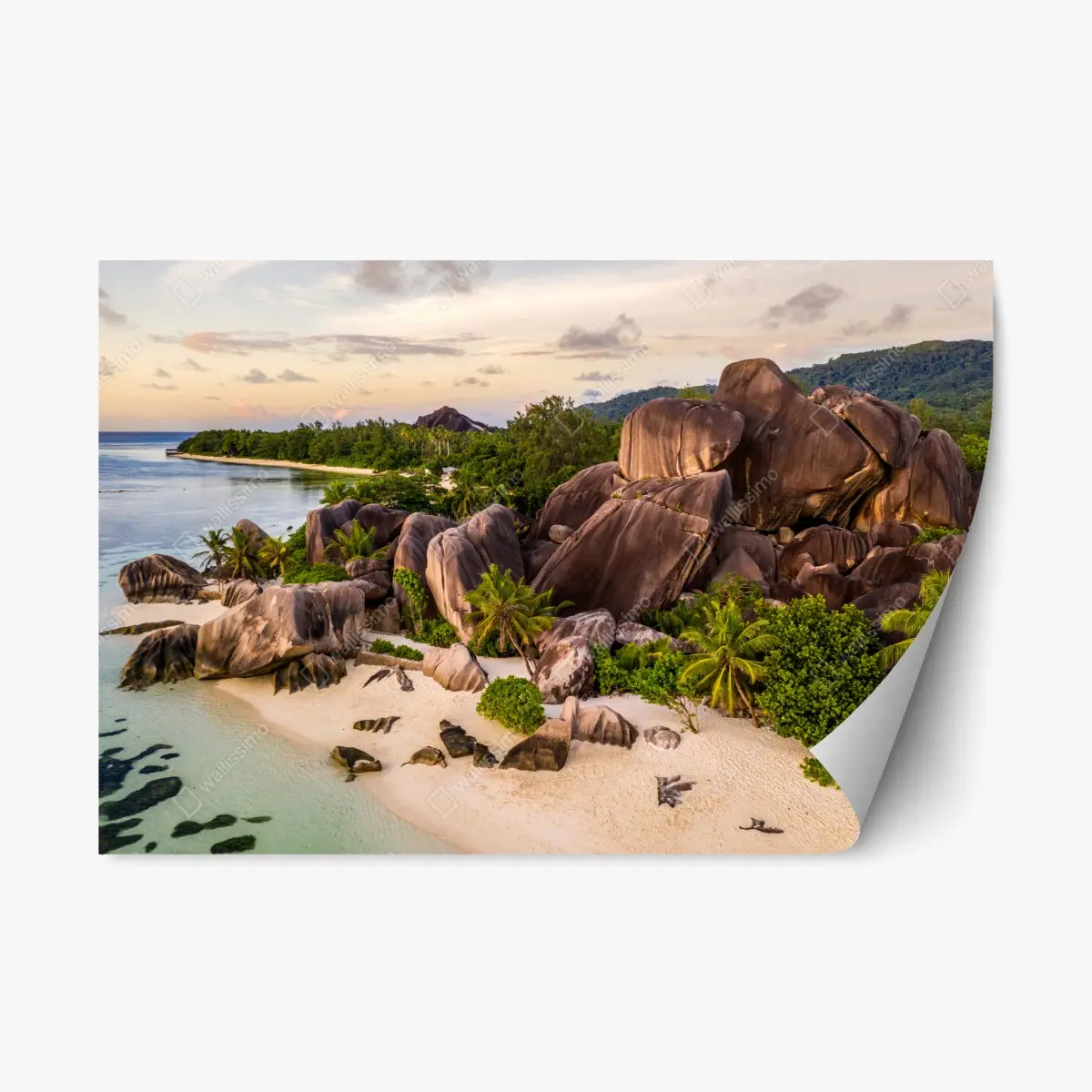 Repositionierbarer Aufkleber Anse d'Argent tropischer granitstrand – Pixers®