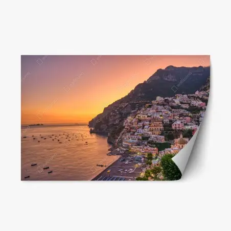 Repositionierbarer Aufkleber sonnenuntergang über Positano, Amalfiküste – Pixers®