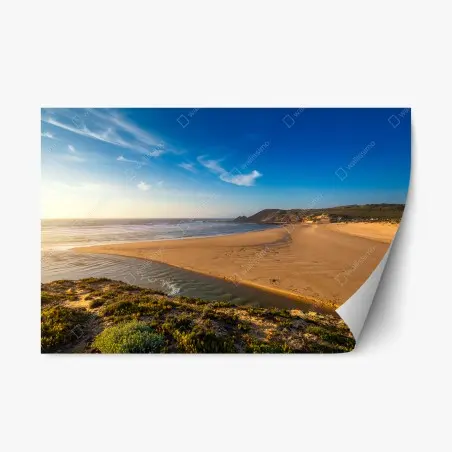 Repositionierbarer Aufkleber Praia da Amoreira panoramablick – Pixers®