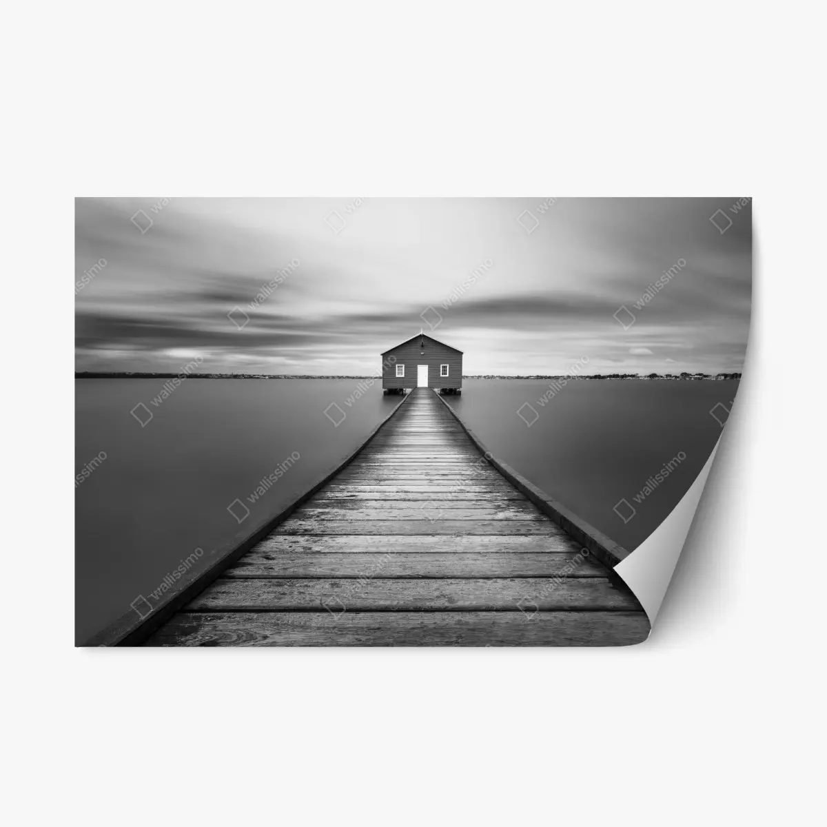 Repositionierbarer Aufkleber einsames bootshaus am ruhigen steg – Pixers®