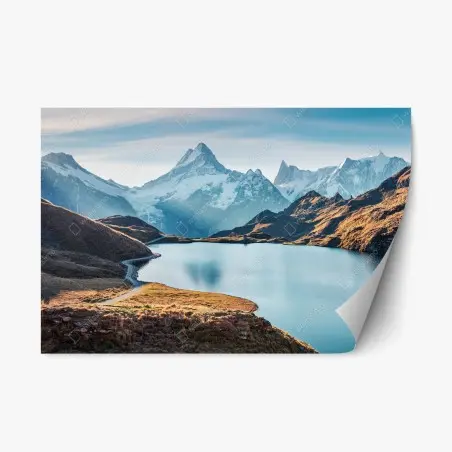 Repositionierbarer Aufkleber sonnenaufgang über Bachalpsee, Schweizer Alpen – Pixers®