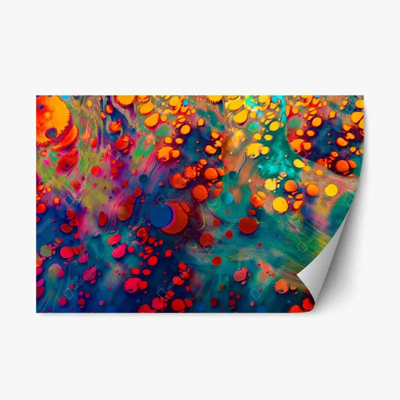 Repositionierbarer Aufkleber lebendige türkis-orange marmorierte kunst