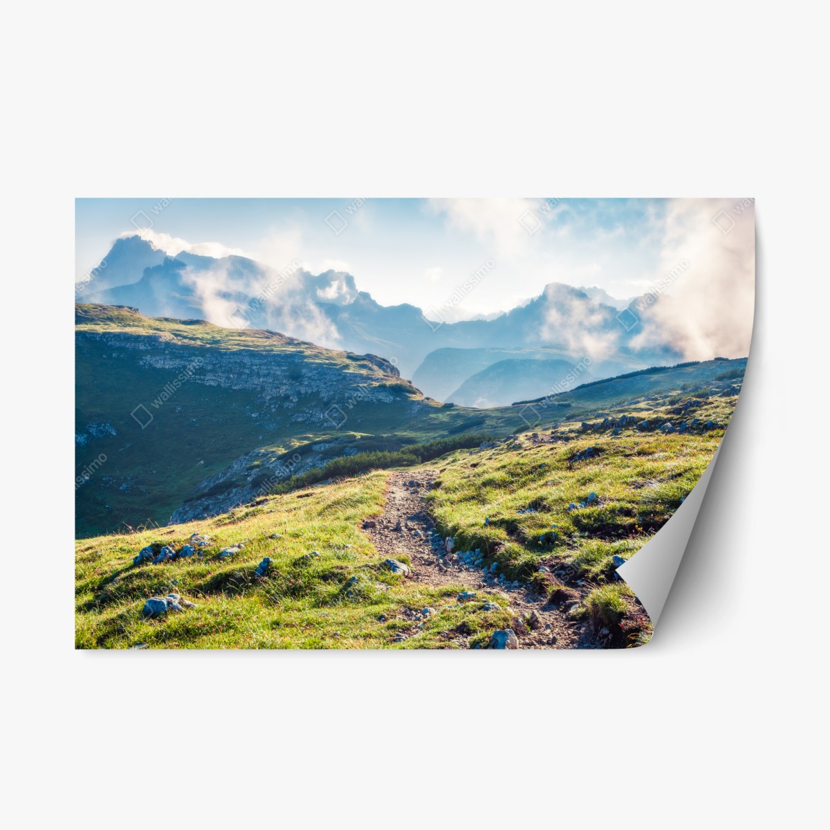 Repositionierbarer Aufkleber nebliger morgen auf Monte Piana, Dolomiten – Pixers®