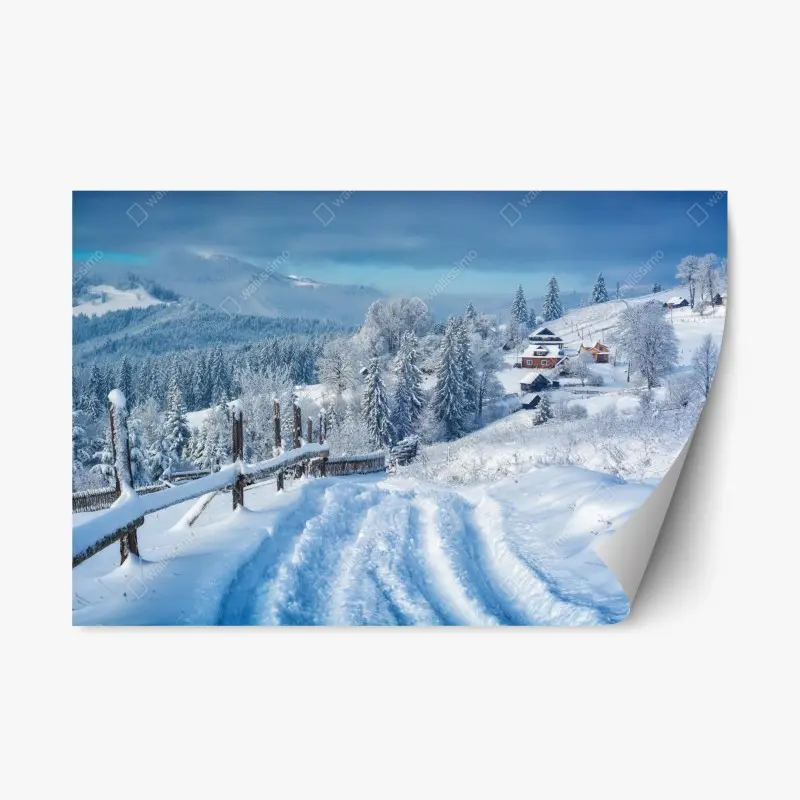 Repositionierbarer Aufkleber winterweg zum alpendorf