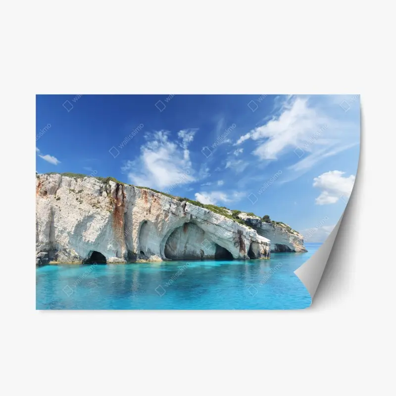 Repositionierbarer Aufkleber blaue höhlen auf Zakynthos