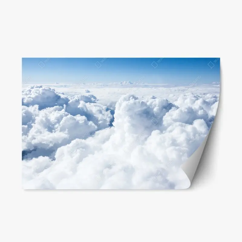 Repositionierbarer Aufkleber blick von oben: sanfte wolken und blauer himmel