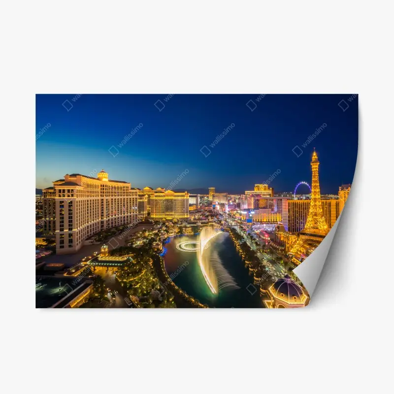 Repositionierbarer Aufkleber Las Vegas skyline bei nacht