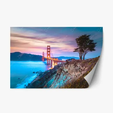 Repositionierbarer Aufkleber Golden Gate Bridge bei dämmerung – Pixers®