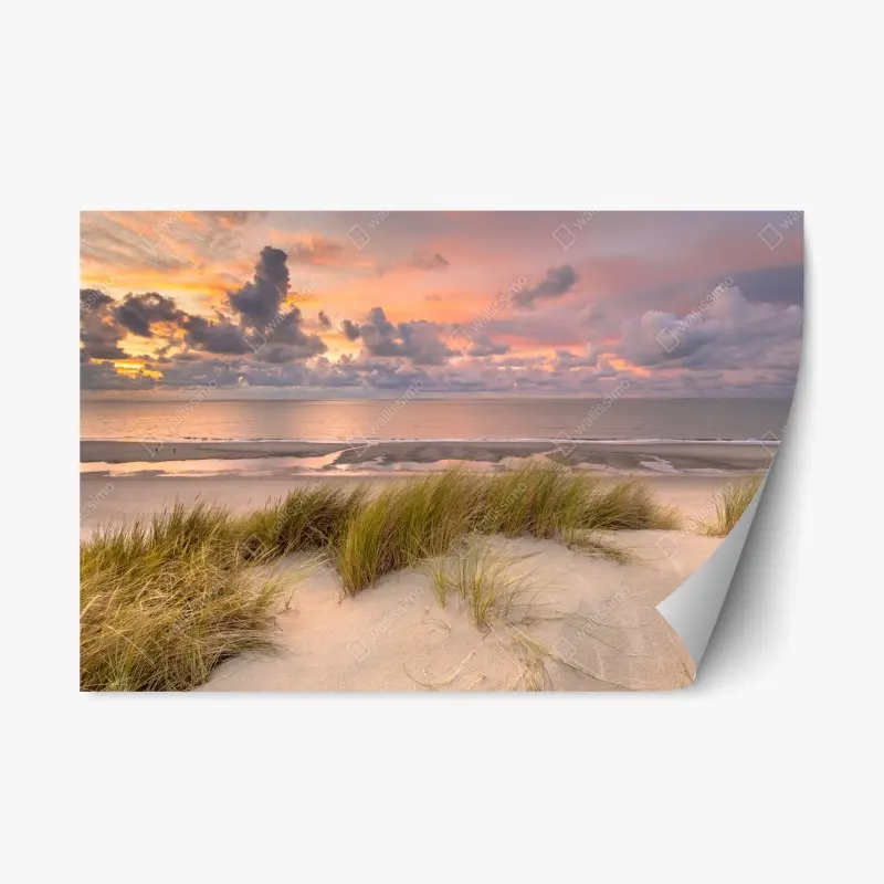 Repositionierbarer Aufkleber sonnenuntergang über dünen in Zeeland