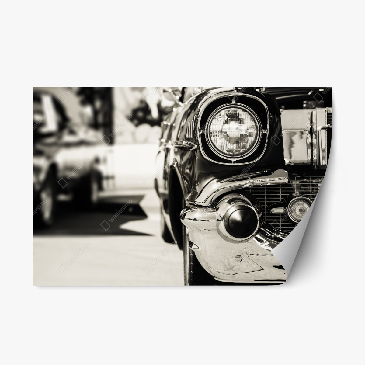 Repositionierbarer Aufkleber vintage chrom klassisches auto nahaufnahme – Pixers®