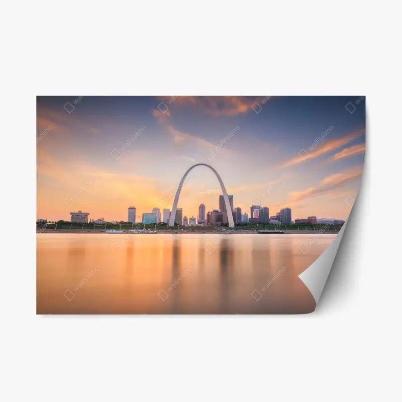 Repositionierbarer Aufkleber St. Louis skyline bei dämmerung