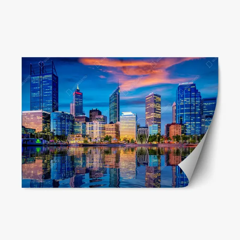 Repositionierbarer Aufkleber Perth skyline bei sonnenuntergang