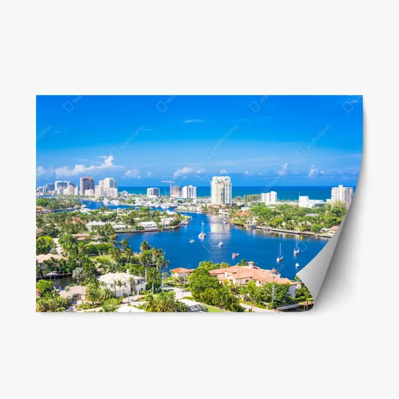 Repositionierbarer Aufkleber Fort Lauderdale stadtskyline am meer