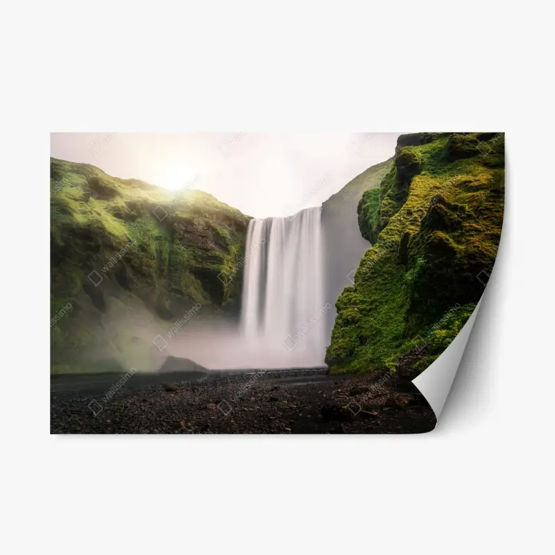 Repositionierbarer Aufkleber majestätischer wasserfall Skogafoss
