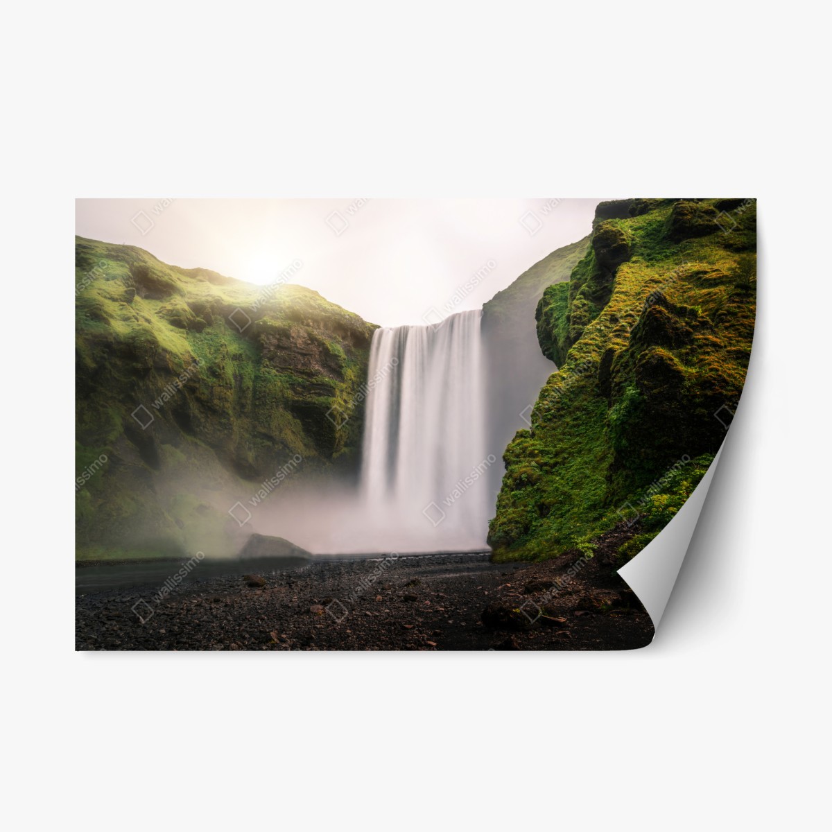 Repositionierbarer Aufkleber majestätischer wasserfall Skogafoss – Pixers®