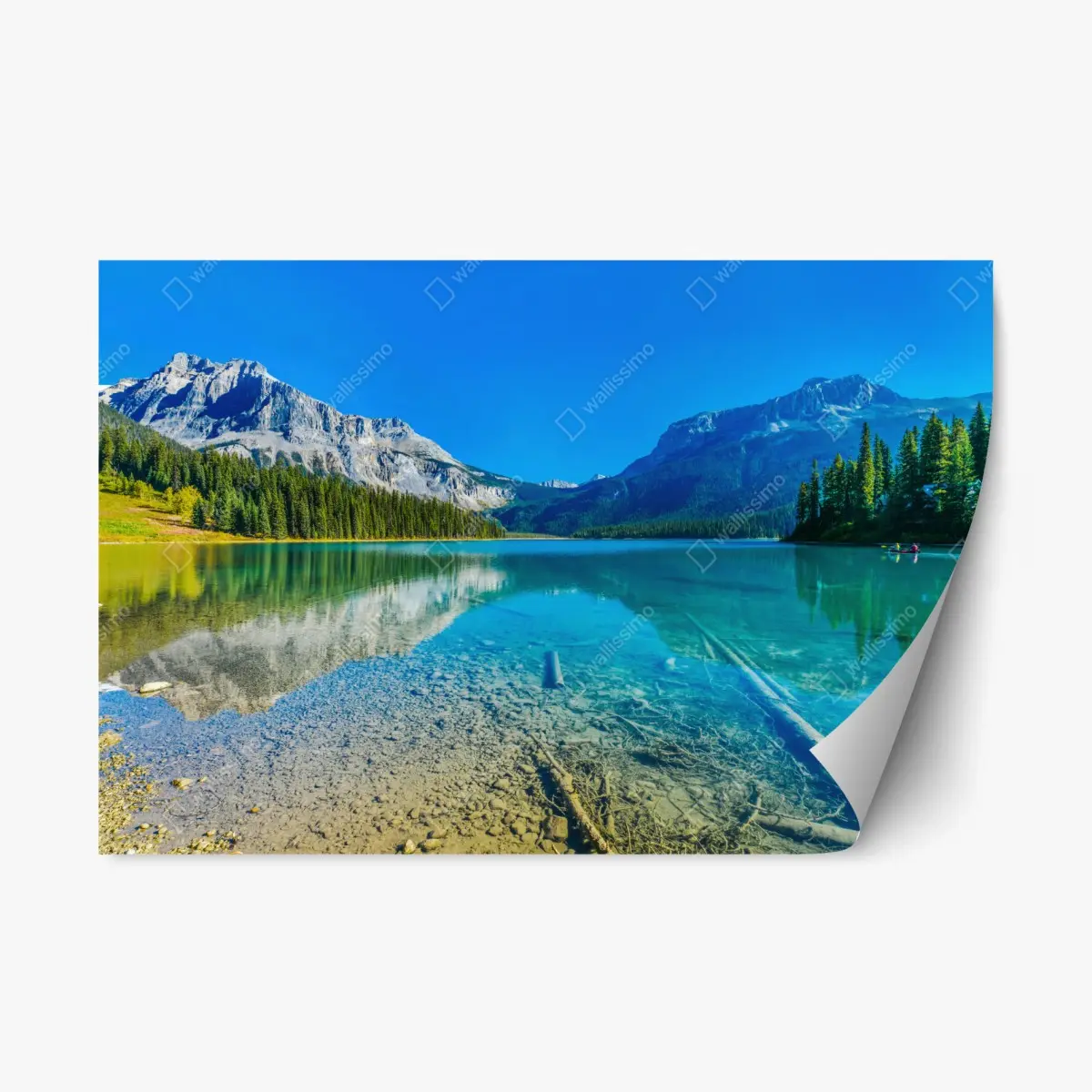 Repositionierbarer Aufkleber türkises alpensee mit bergreflexionen – Pixers®
