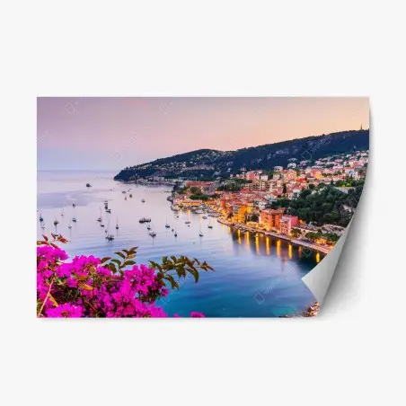Repositionierbarer Aufkleber sonnenuntergang über Villefranche-sur-Mer – Pixers®