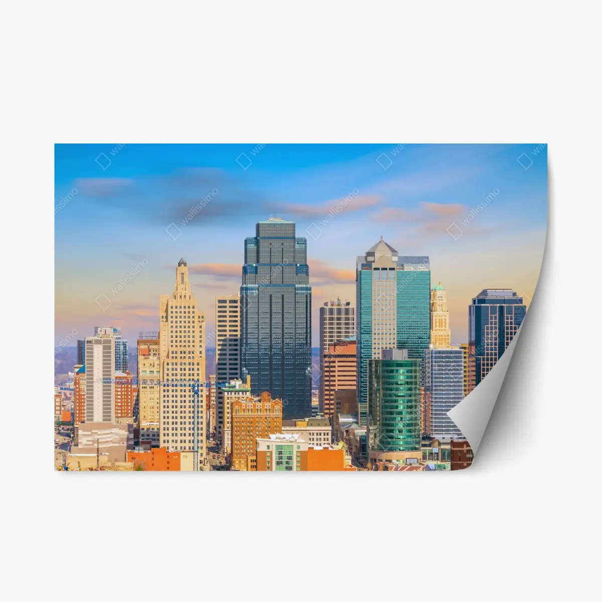 Repositionierbarer Aufkleber Kansas City skyline bei sonnenuntergang – Pixers®