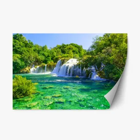 Repositionierbarer Aufkleber smaragdgrüner wasserfall – Pixers®