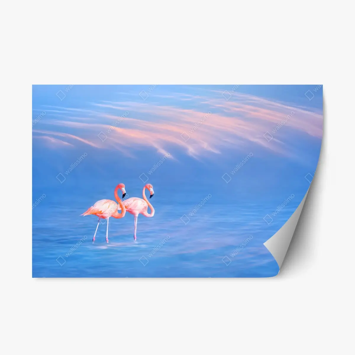 Repositionierbarer Aufkleber rosa flamingos auf pastellfarbenem wasser – Pixers®